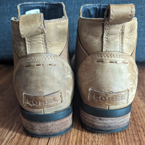 Sorel Women's Brown Leather Slip On Waterproof Chelsea Ankle Boots Size 6.5 - Picture 3 of 6